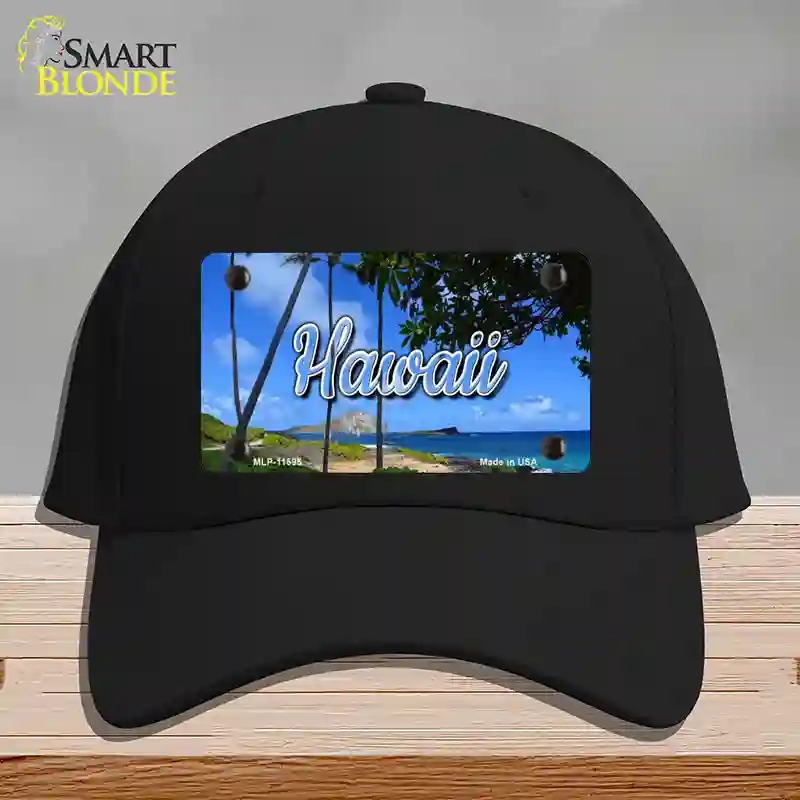 HAT03-MLP-11595 Hawaii Palm Trees State Novelty License Plate Hat, Cotton - Black