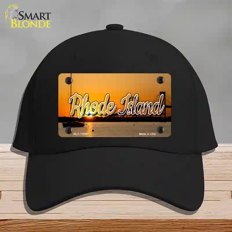 HAT03-MLP-11628 Rhode Island River Sunset State Novelty License Plate Hat, Cotton - Black