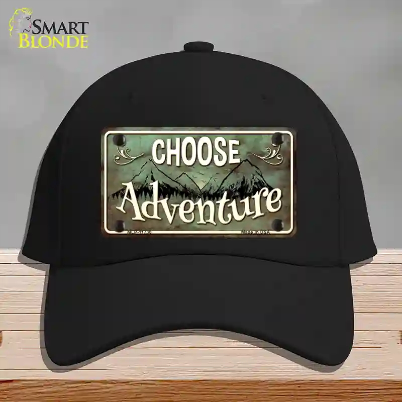 HAT03-MLP-11738 Choose Adventure Novelty License Plate Hat, Cotton - Black