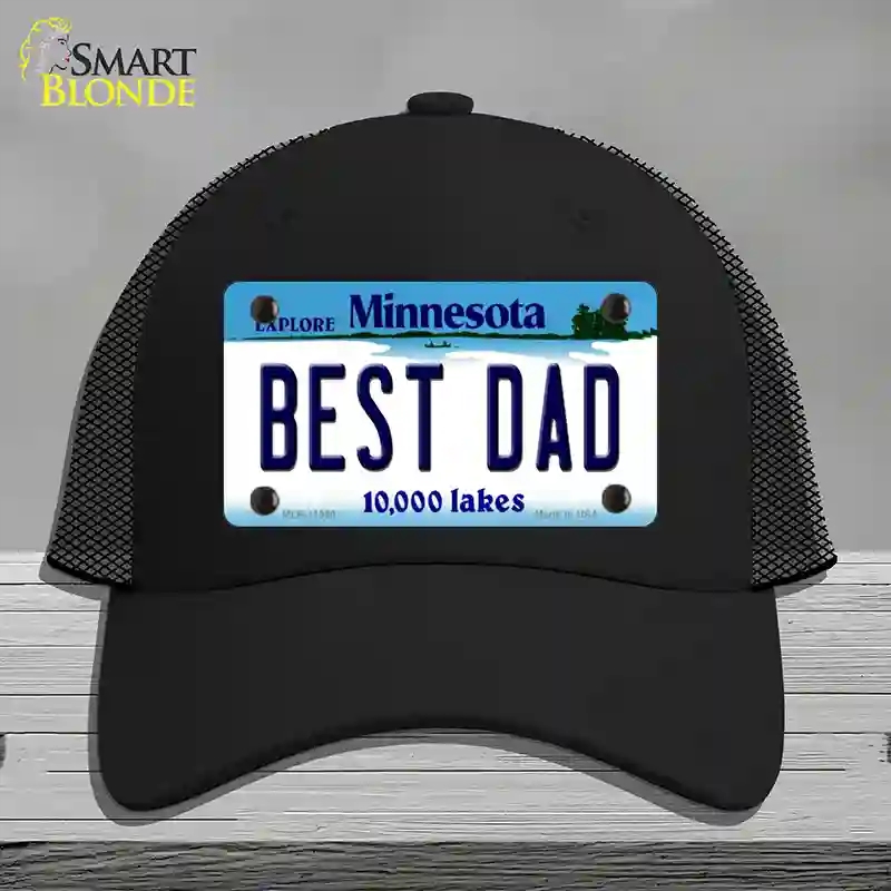 HAT01-MLP-11080 Best Dad Minnesota State Novelty License Plate Hat, Mesh - Black