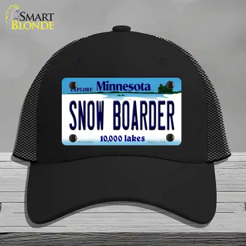 HAT01-MLP-11083 Snow Boarder Minnesota State Novelty License Plate Hat, Mesh - Black