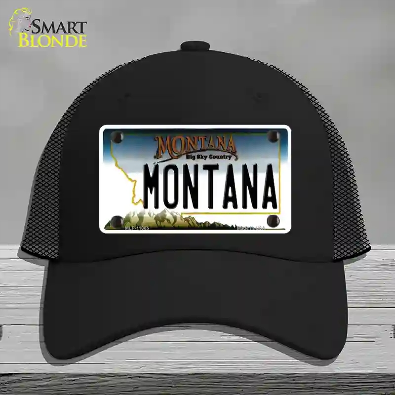 HAT01-MLP-11085 Montana State Novelty License Plate Hat, Mesh - Black