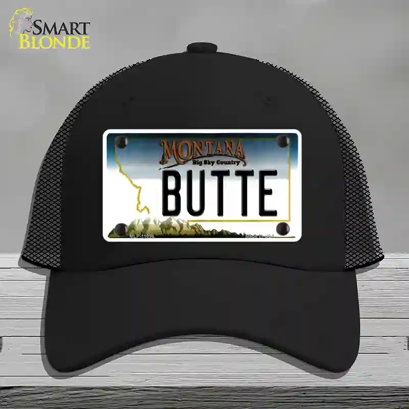 HAT01-MLP-11096 Butte Montana State Novelty License Plate Hat, Mesh - Black
