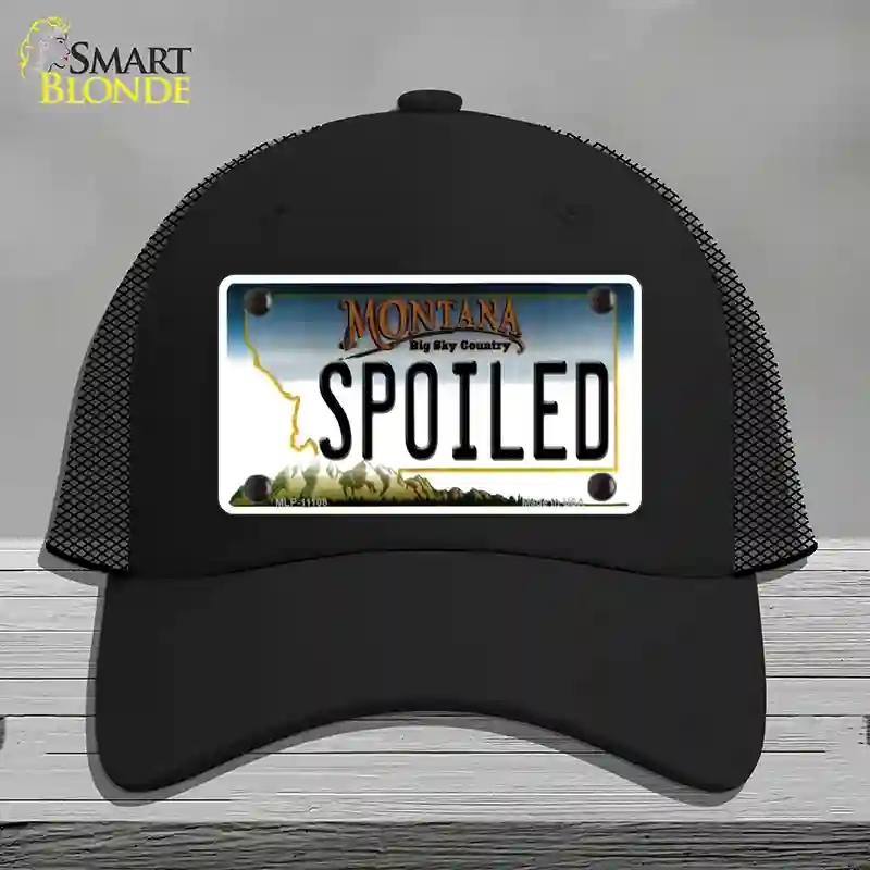 HAT01-MLP-11108 Spoiled Montana State Novelty License Plate Hat, Mesh - Black