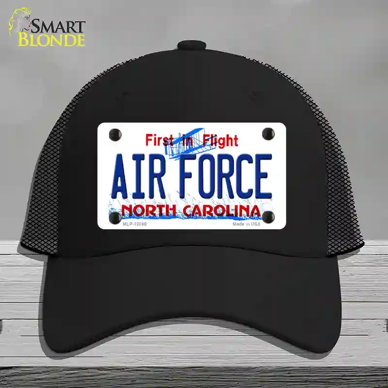 HAT01-MLP-12096 Air Force North Carolina State Novelty License Plate Hat, Mesh - Black