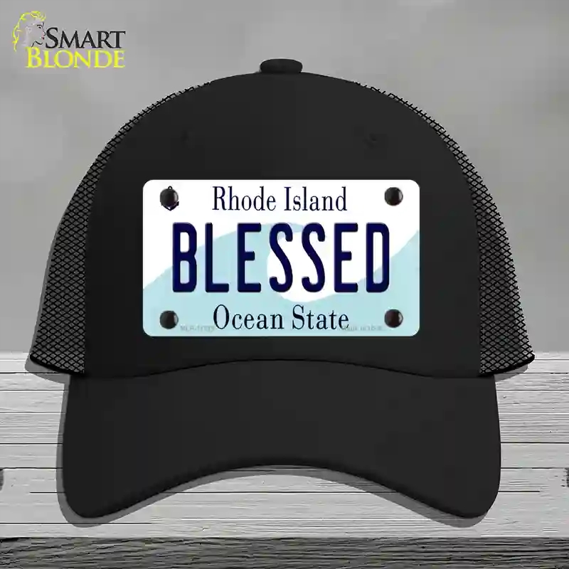 HAT01-MLP-11215 Blessed Rhode Island State Novelty License Plate Hat, Mesh - Black