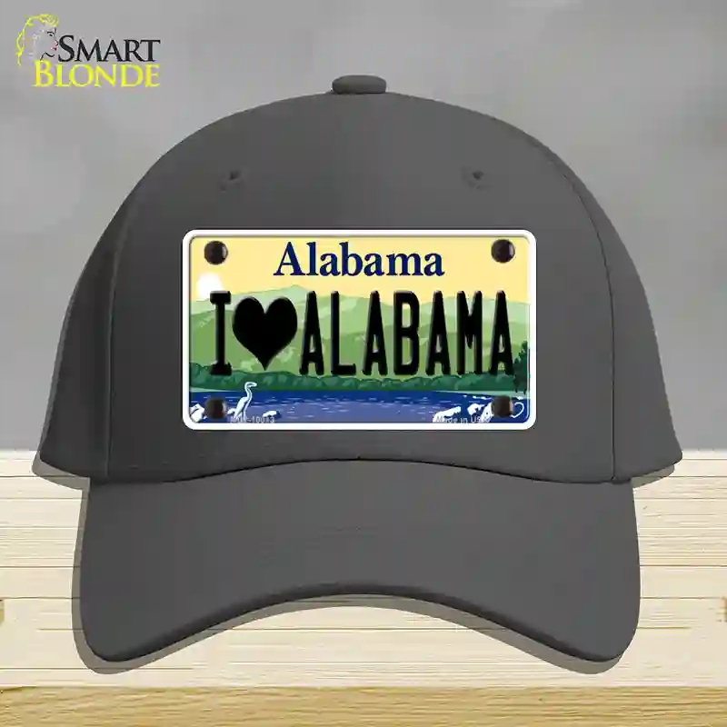 HAT04-MLP-10013 I Love Alabama Novelty License Plate Hat, Cotton - Charcoal