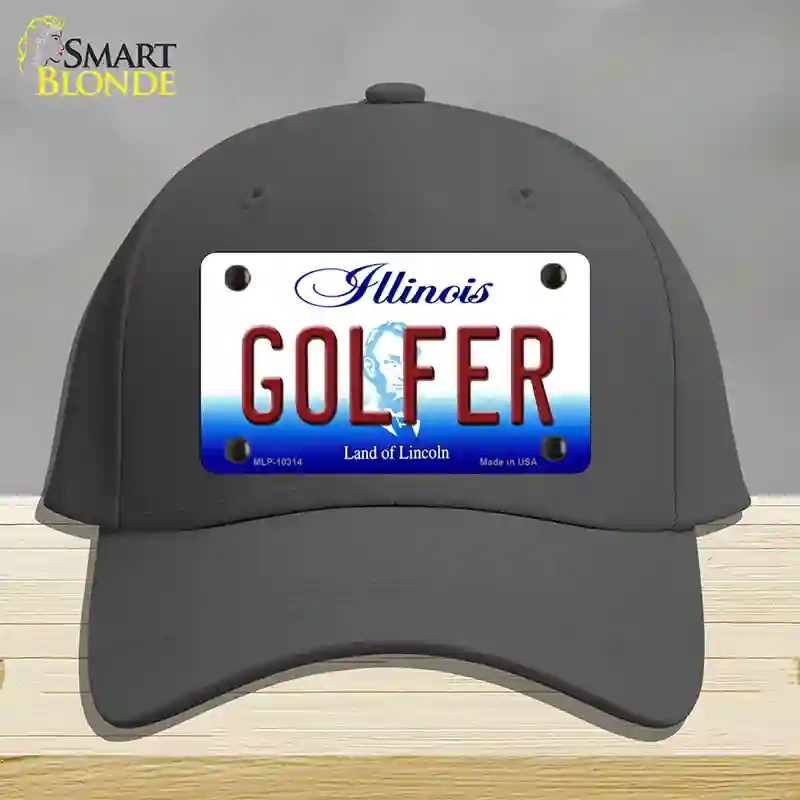 HAT04-MLP-10314 Golfer Illinois Novelty License Plate Hat, Cotton - Charcoal