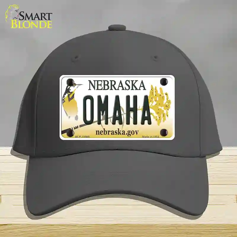 HAT04-MLP-10569 Omaha Nebraska Novelty License Plate Hat, Cotton - Charcoal