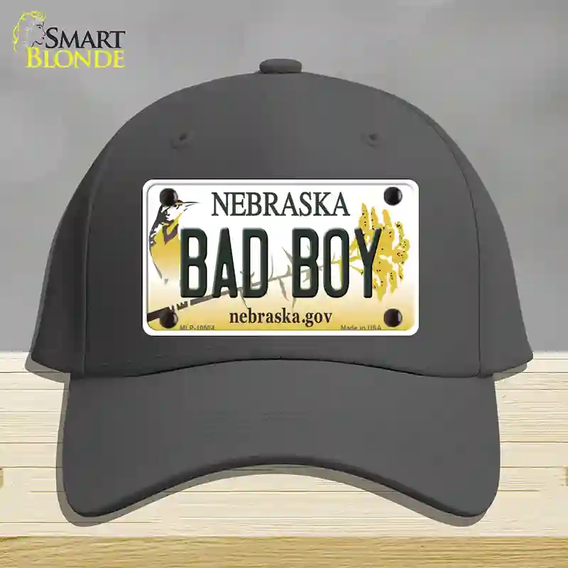 HAT04-MLP-10604 Bad Boy Nebraska Novelty License Plate Hat, Cotton - Charcoal
