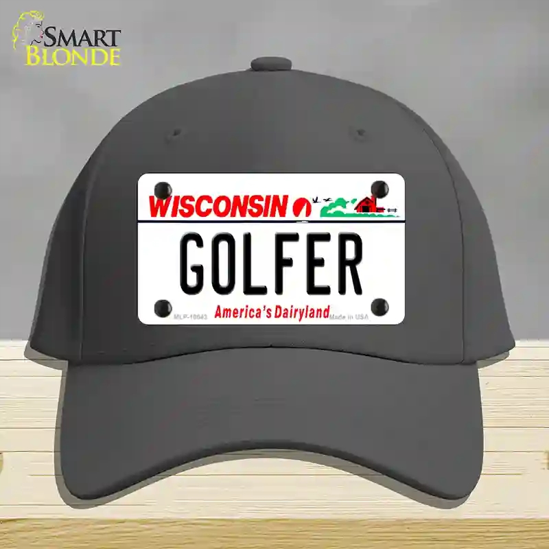HAT04-MLP-10643 Golfer Wisconsin Novelty License Plate Hat, Cotton - Charcoal