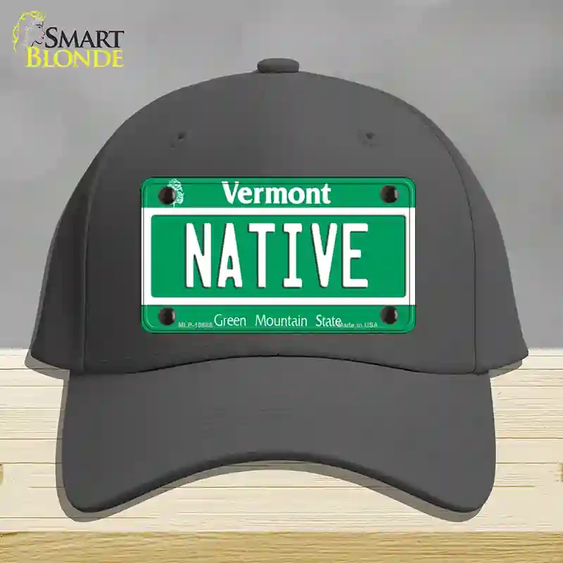 HAT04-MLP-10688 Native Vermont Novelty License Plate Hat, Cotton - Charcoal