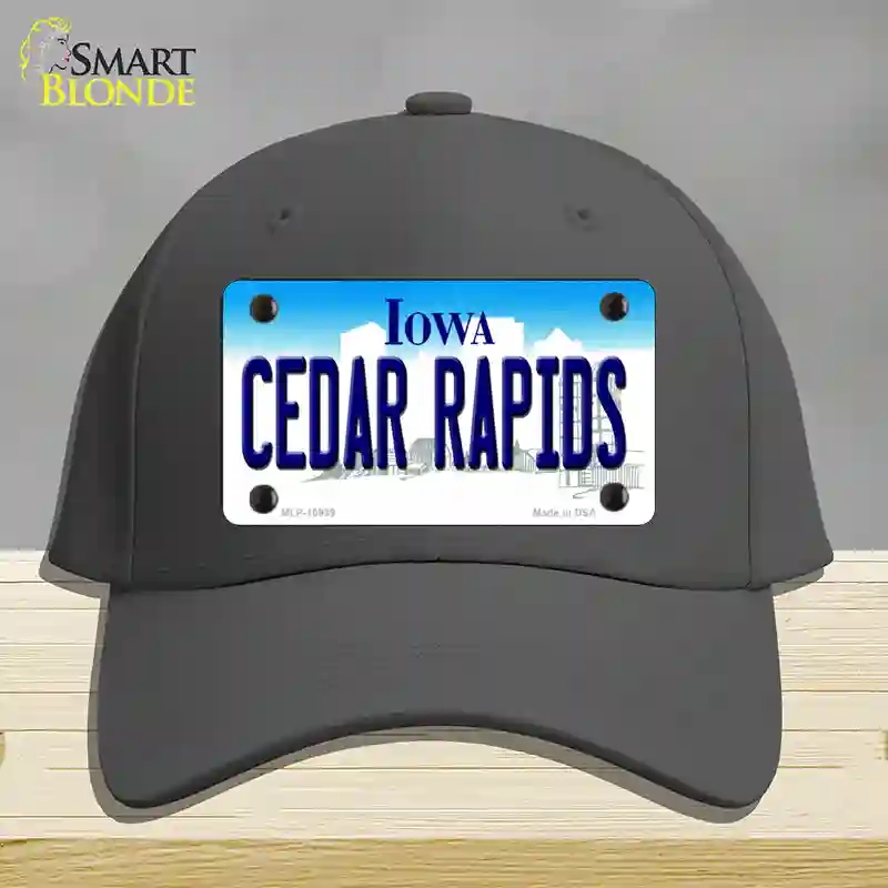 HAT04-MLP-10939 Cedar Rapids Iowa Novelty License Plate Hat, Cotton - Charcoal