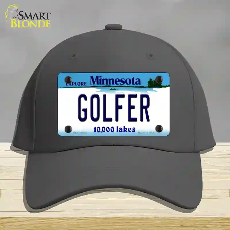 HAT04-MLP-11075 Golfer Minnesota State Novelty License Plate Hat, Cotton - Charcoal