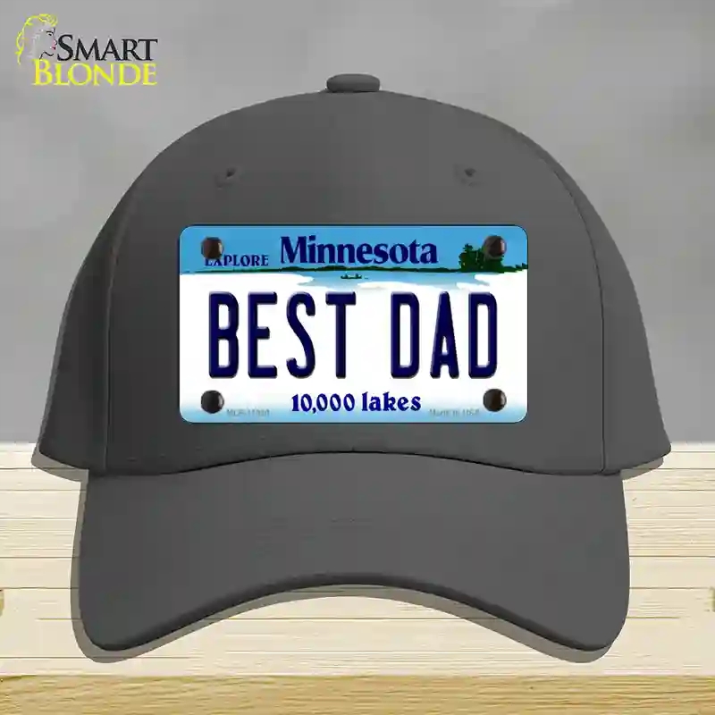 HAT04-MLP-11080 Best Dad Minnesota State Novelty License Plate Hat, Cotton - Charcoal