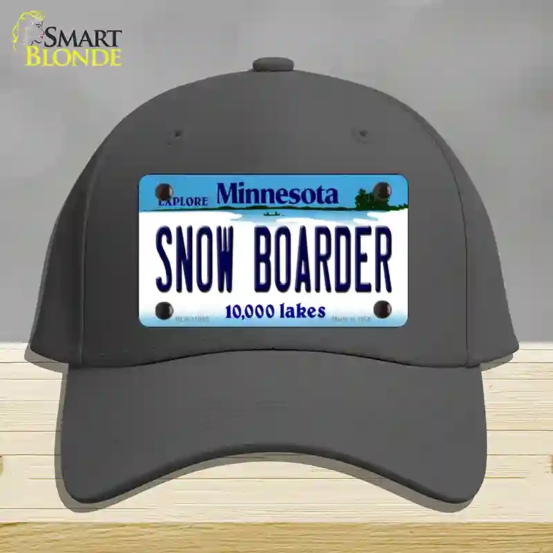HAT04-MLP-11083 Snow Boarder Minnesota State Novelty License Plate Hat, Cotton - Charcoal