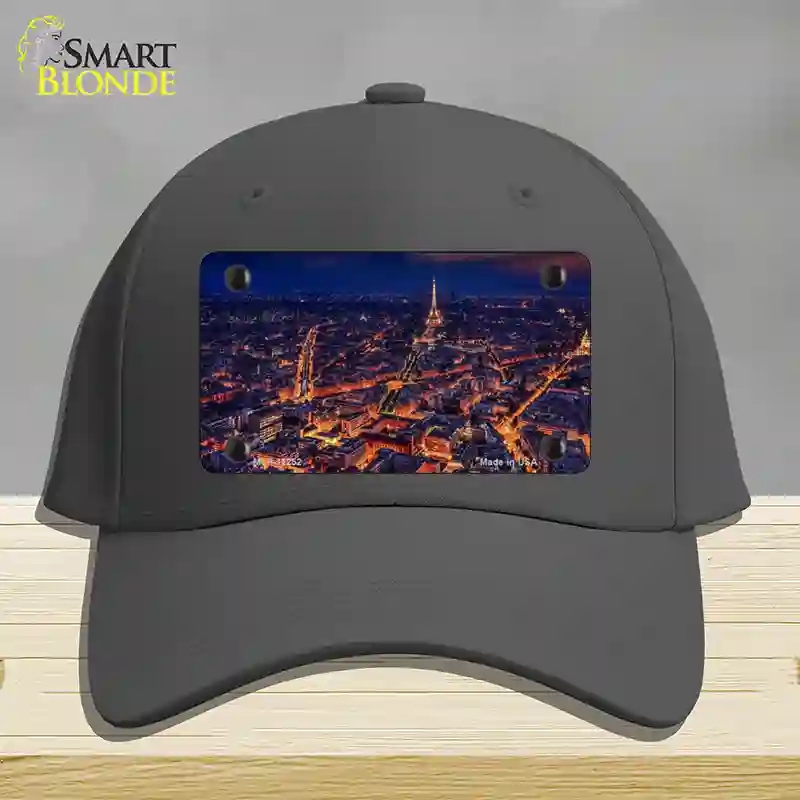 HAT04-MLP-11252 Paris At Night Eiffel Tower in Center Novelty License Plate Hat, Cotton - Charcoal