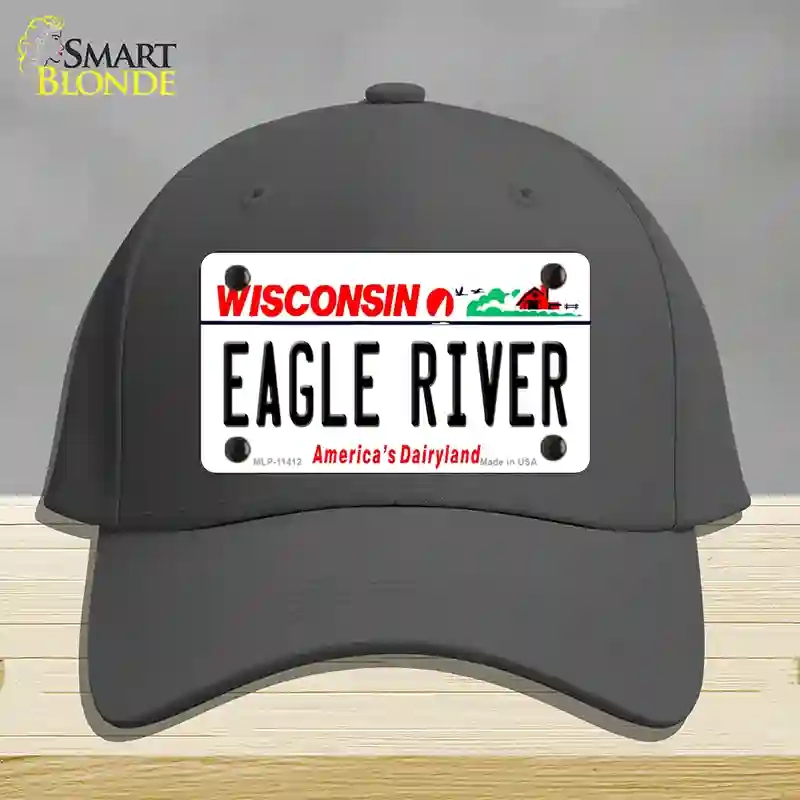 HAT04-MLP-11412 Eagle River Wisconsin Novelty License Plate Hat, Cotton - Charcoal