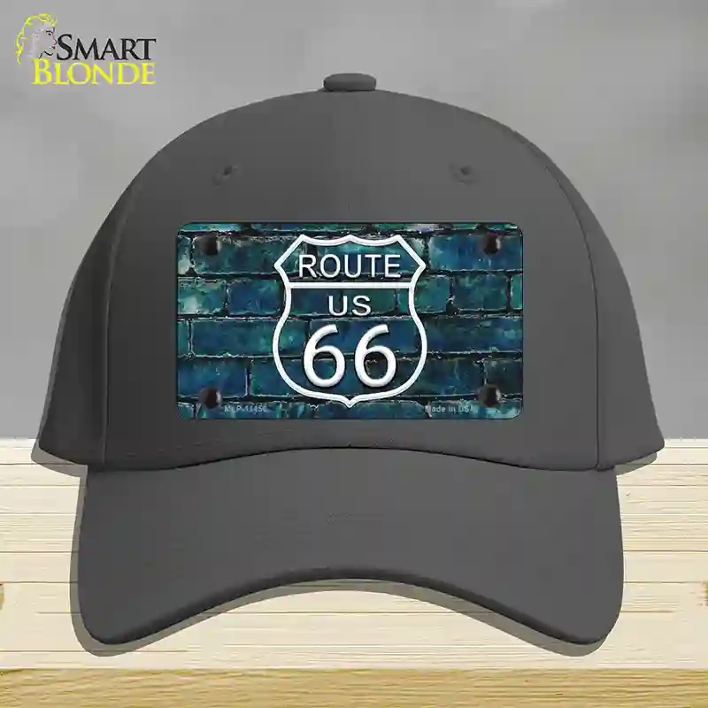 HAT04-MLP-11456 Route 66 Blue Brick Wall Novelty License Plate Hat, Cotton - Charcoal