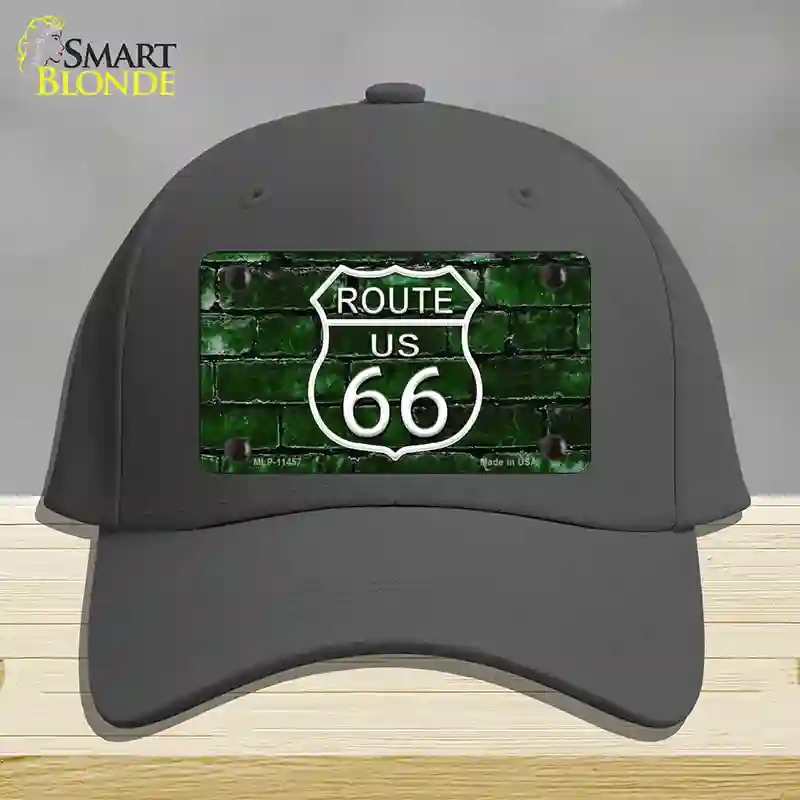 HAT04-MLP-11457 Route 66 Green Brick Wall Novelty License Plate Hat, Cotton - Charcoal