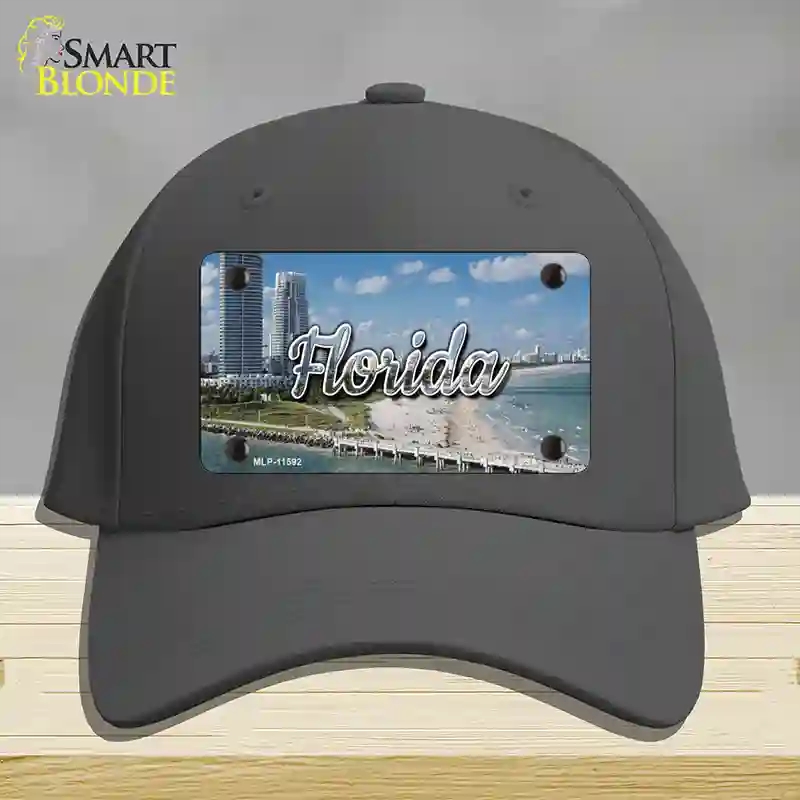 HAT04-MLP-11592 Florida White Sand Beach State Novelty License Plate Hat, Cotton - Charcoal