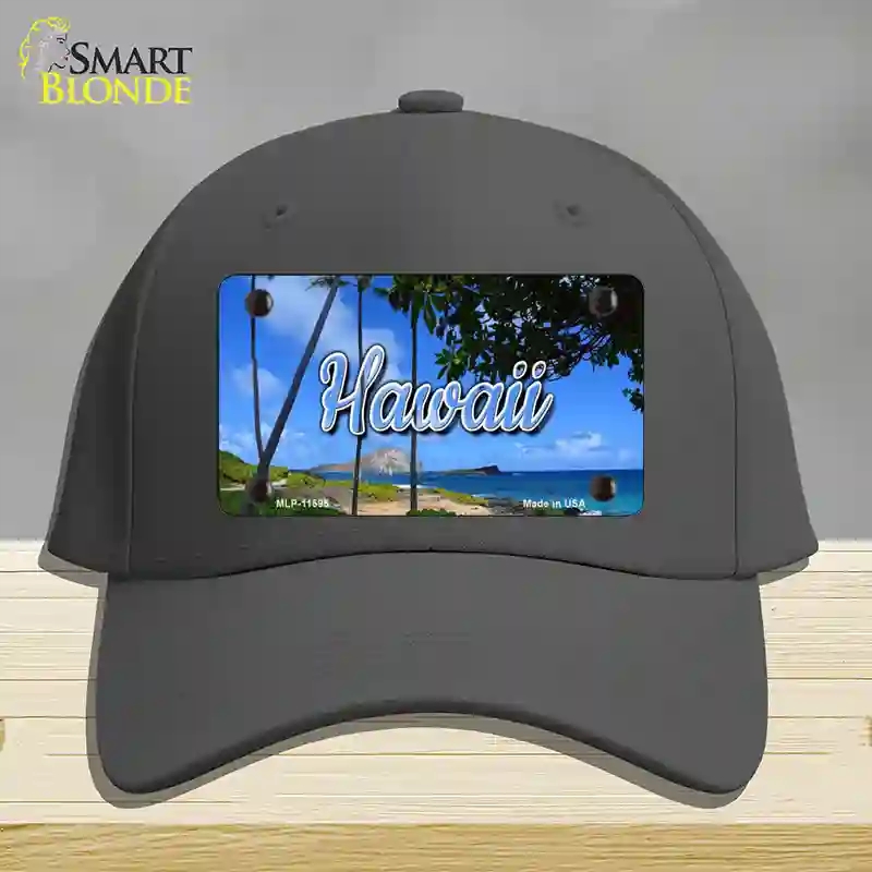 HAT04-MLP-11595 Hawaii Palm Trees State Novelty License Plate Hat, Cotton - Charcoal