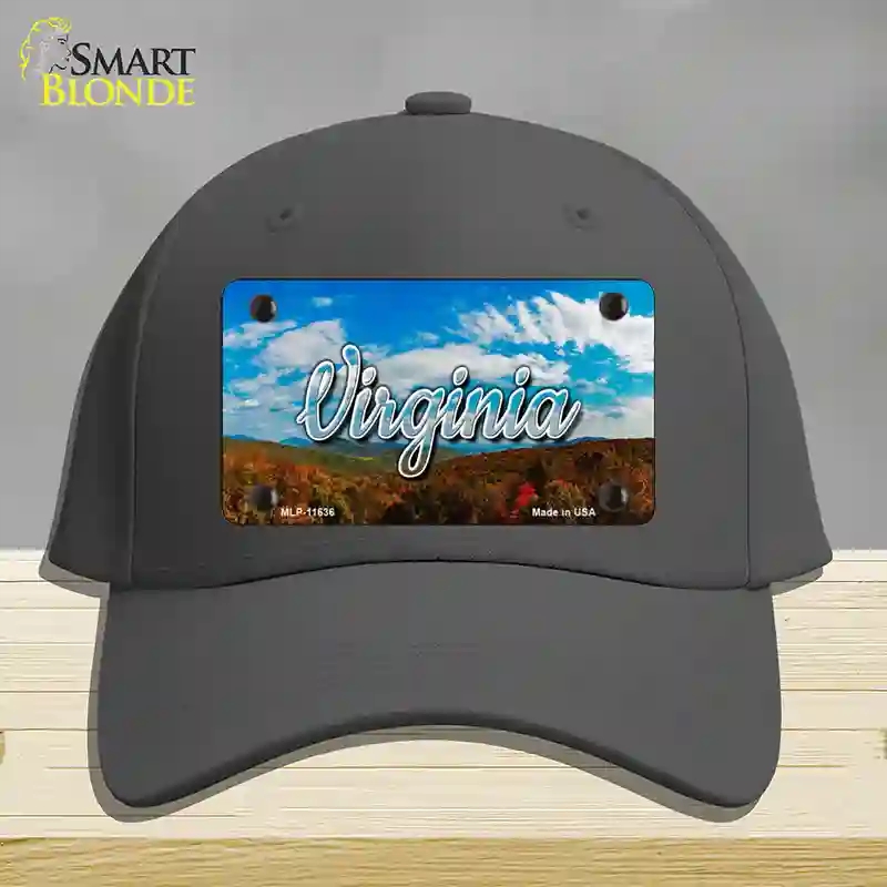 HAT04-MLP-11636 Virginia Mountain Range State Novelty License Plate Hat, Cotton - Charcoal