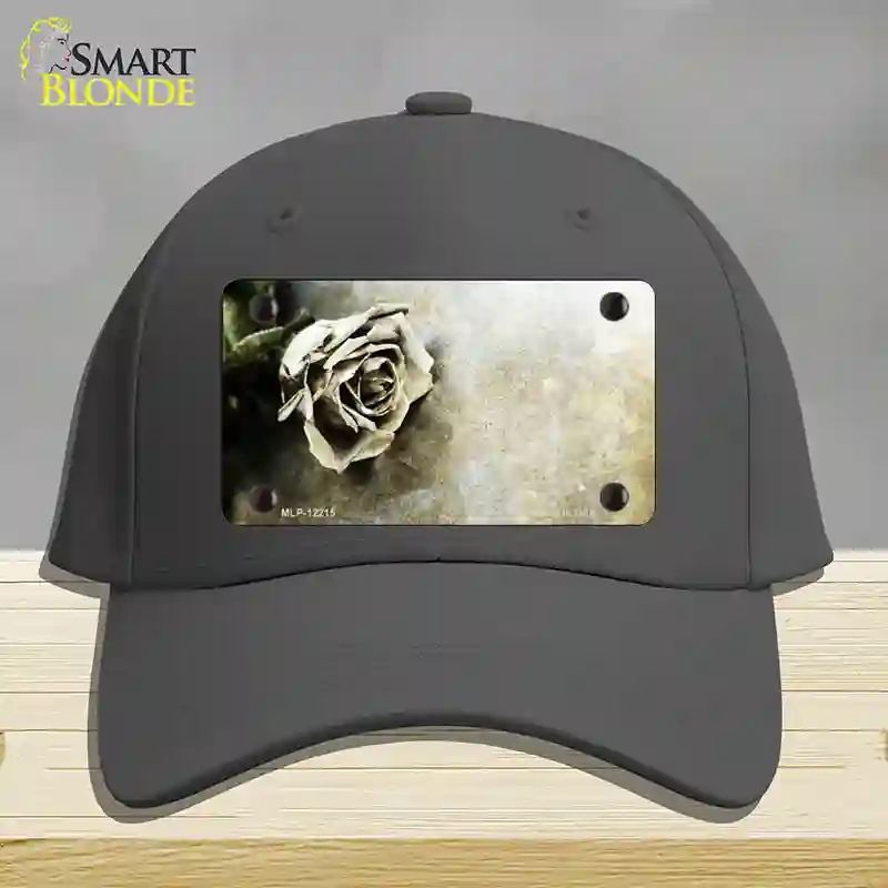 HAT04-MLP-12215 Black & White Rose Novelty License Plate Hat, Cotton - Charcoal