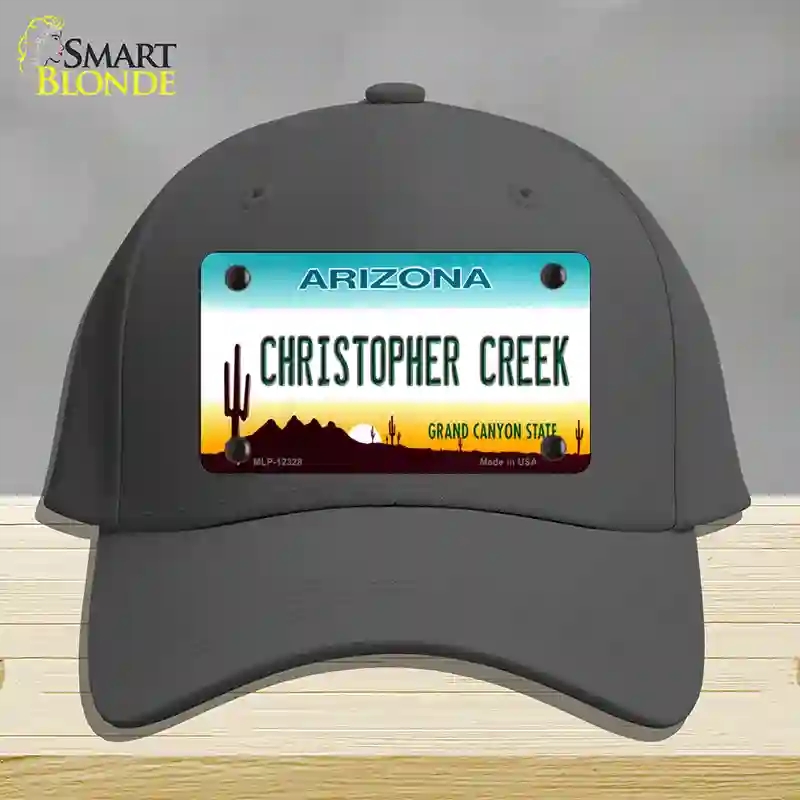 HAT04-MLP-12328 Christopher Creek Arizona Novelty License Plate Hat, Cotton - Charcoal