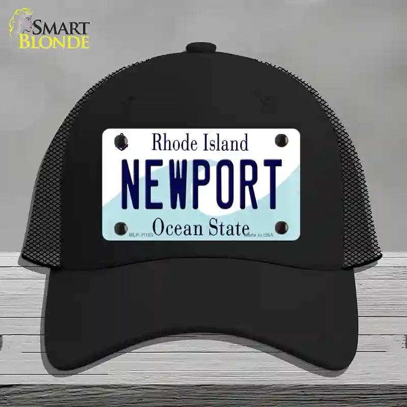 HAT01-MLP-11183   Port Rhode Island State Novelty License Plate Hat, Mesh - Black