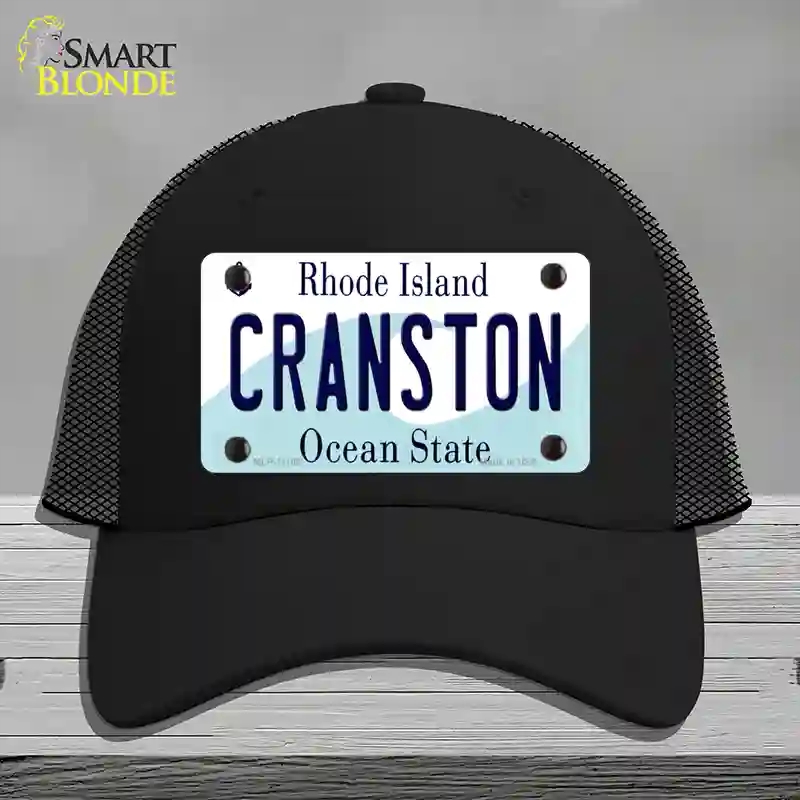 HAT01-MLP-11185 Cranston Rhode Island State Novelty License Plate Hat, Mesh - Black