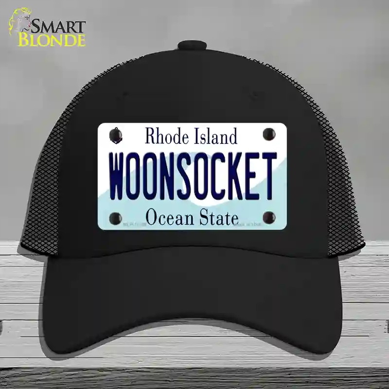 HAT01-MLP-11186 Woonsocket Rhode Island State Novelty License Plate Hat, Mesh - Black