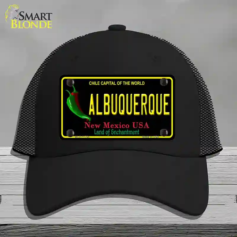 HAT01-MLP-11754 Albuquerque   Mexico State Novelty License Plate Hat, Mesh - Black