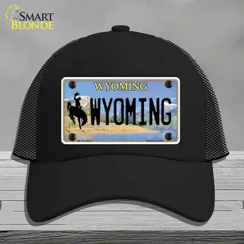 HAT01-MLP-10512 Wyoming Tag Novelty License Plate Hat, Mesh - Black