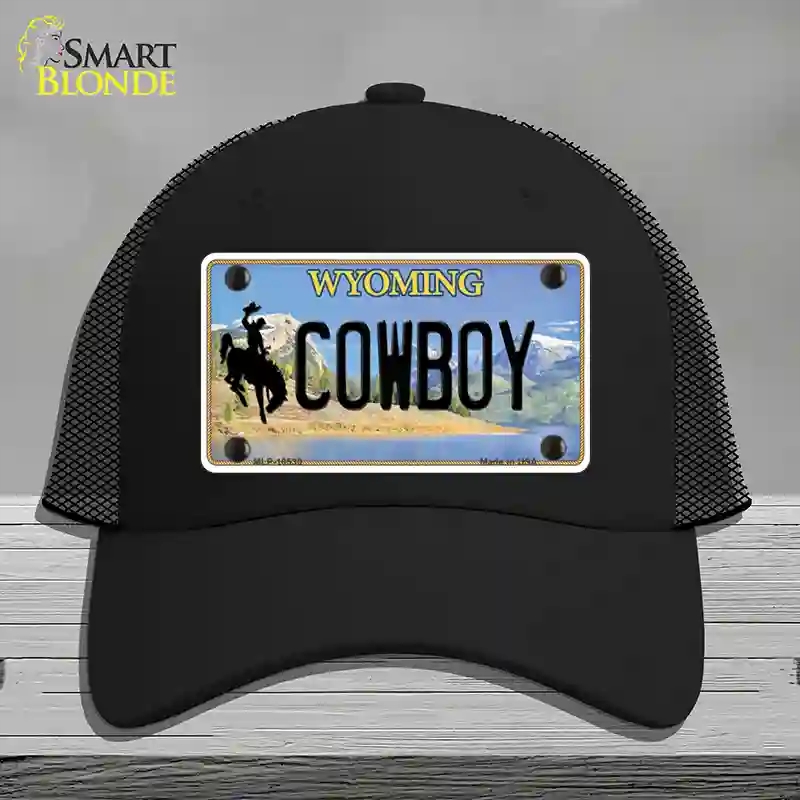HAT01-MLP-10530 Cowboy Wyoming Novelty License Plate Hat, Mesh - Black