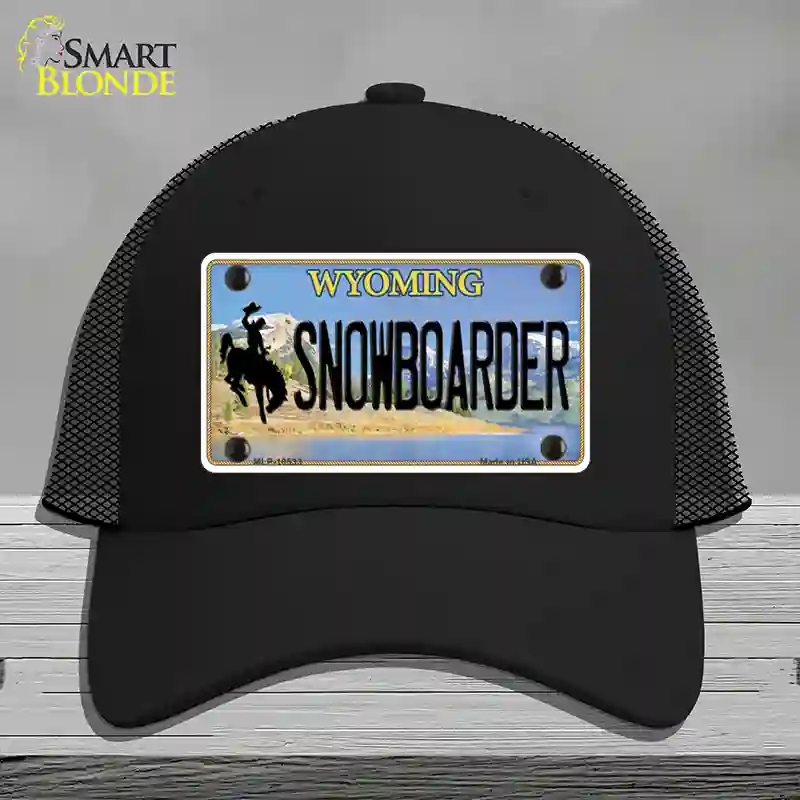 HAT01-MLP-10533 Snowboarder Wyoming Novelty License Plate Hat, Mesh - Black