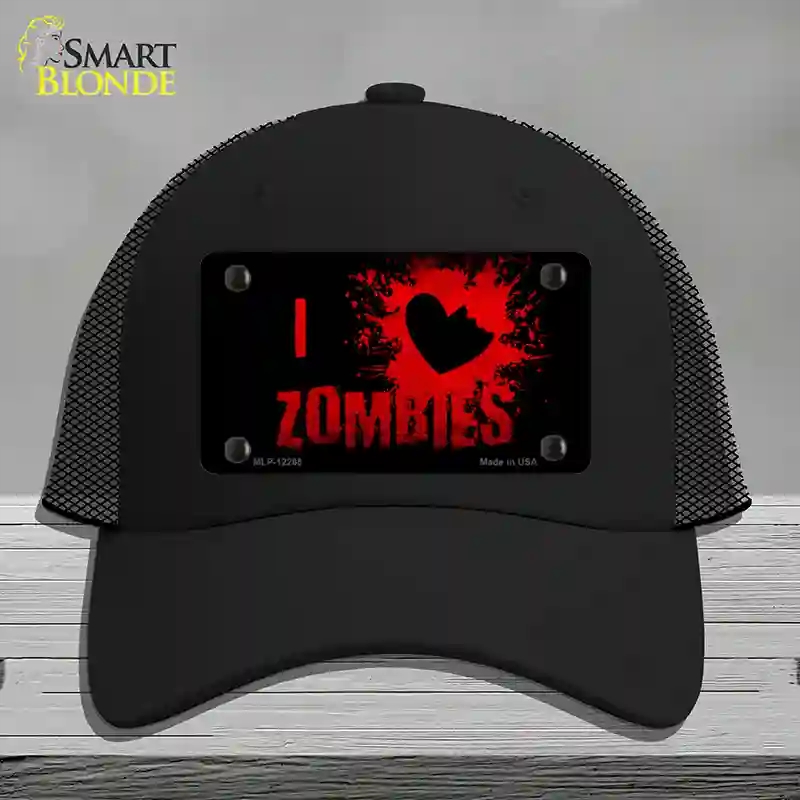 HAT01-MLP-12265 I Love Zombies Novelty License Plate Hat, Mesh - Black