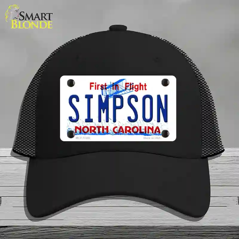 HAT01-MLP-11862 Simpson North Carolina Novelty License Plate Hat, Mesh - Black