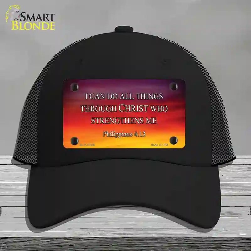 HAT01-MLP-11885 Philippians 4 13 Novelty License Plate Hat, Mesh - Black