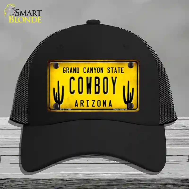 HAT01-MLP-12322 Arizona Cowboy Novelty License Plate Hat, Mesh - Black