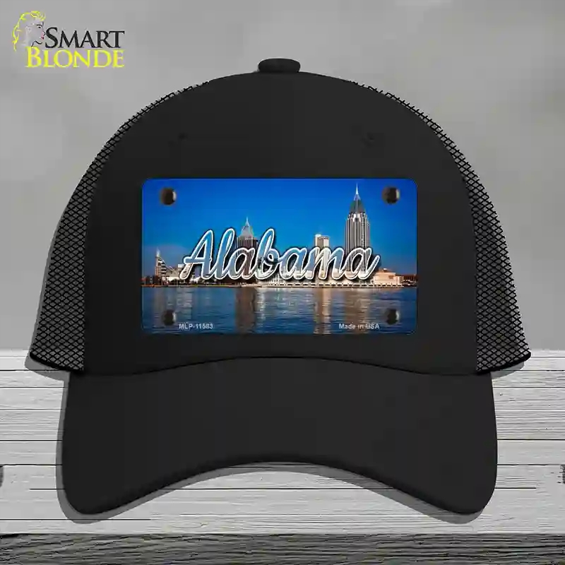 HAT01-MLP-11583 Alabama City Skyline State Novelty License Plate Hat, Mesh - Black