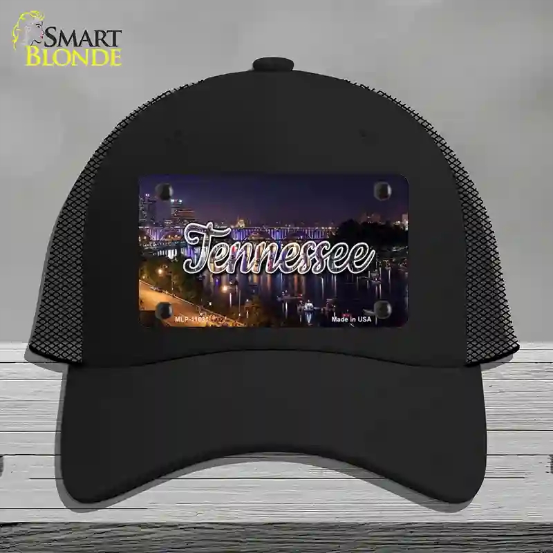 HAT01-MLP-11631 Tennessee Bridge Lights State Novelty License Plate Hat, Mesh - Black