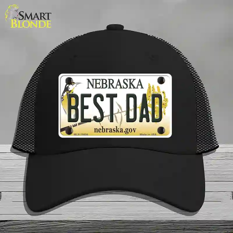 HAT01-MLP-10606 Best Dad Nebraska Novelty License Plate Hat, Mesh - Black
