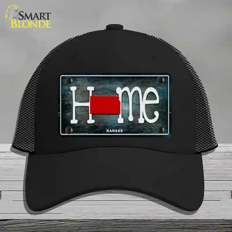 HAT01-MLP-12007 Kansas Home State Outline Novelty License Plate Hat, Mesh - Black