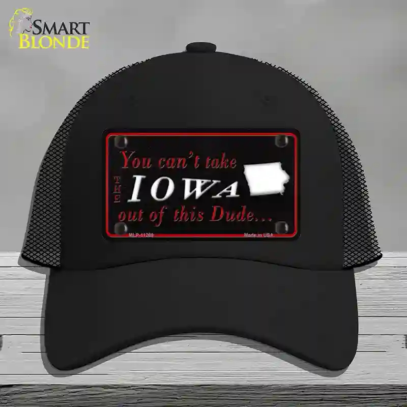 HAT01-MLP-11269 Iowa Dude Novelty License Plate Hat, Mesh - Black