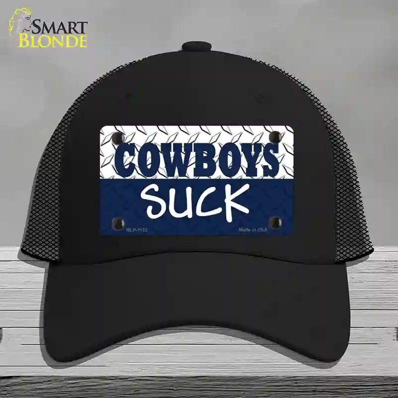 HAT01-MLP-1132 Cowboys Suck Novelty License Plate Hat, Mesh - Black