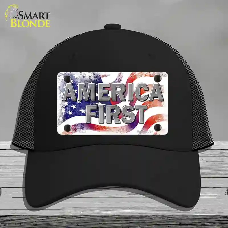 HAT01-MLP-12520 America First Novelty License Plate Hat, Mesh - Black