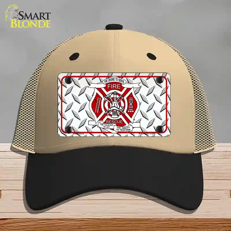 HAT02-MLP-020 Fire Fighter Rescue Novelty License Plate Hat, Mesh - Khaki & Black