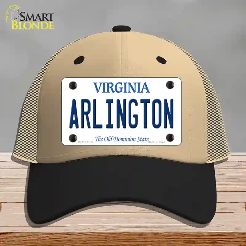 HAT02-MLP-10108 Arlington Virginia Novelty License Plate Hat, Mesh - Khaki & Black