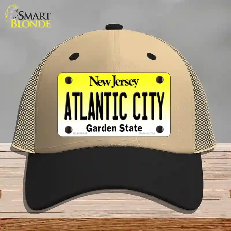 HAT02-MLP-10149 Atlantic City   Jersey Novelty License Plate Hat, Mesh - Khaki & Black